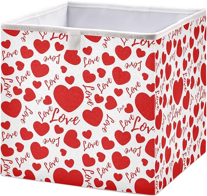 Bolaz Valentines Hearts and Love Closet Organizers Storage Cubes Storage Bins Shelf Baskets Containers for Home Room Office,Rectangle
