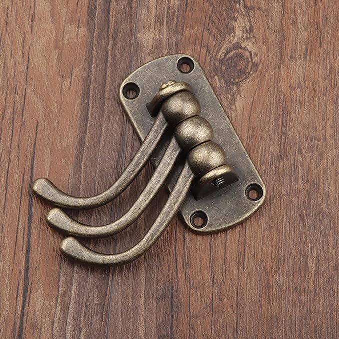 4PCS Rustic Swivle Hook, Zinc Alloy Swivel Coat Hook Wall Mounted Coat Hook Decorative Cast Iron Heavy Duty Double Hooks Vintage Robe Rv Bathroom Kitchen Garage Hooks (Triple Hook)