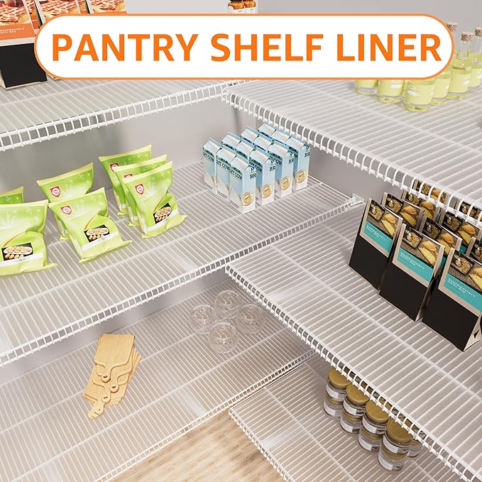 PABUSIOR Pantry Shelf Liner for 16 inch Wire Shelving - Clear Wire Shelf Liner Precise Size 15.5 x 157 Inch - Easy to Cut, (Thick 1.2mm) Transparent Shelves Mat for Garage Drawer
