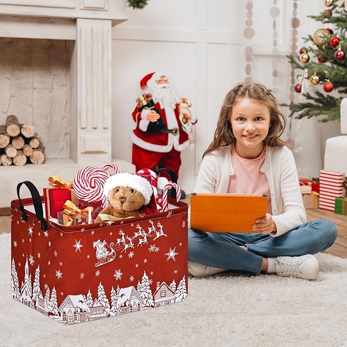 Christmas Basket Box Hamper Storage Basket Collapsible Organizer Bin Gift Shelf Baskets for Home and Kitchen Storage
