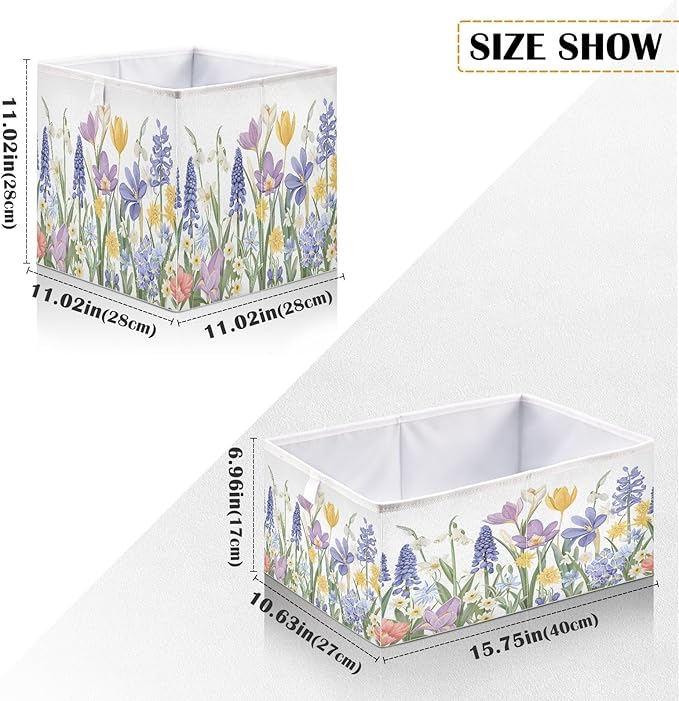 Bolaz Blooming Spring Garden Closet Organizers Storage Cubes Storage Bins Shelf Baskets Containers for Home Room Office,Rectangle