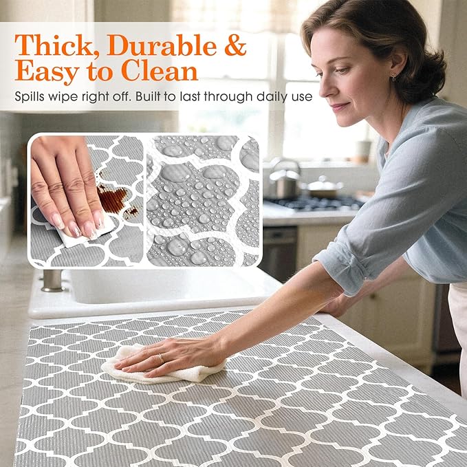 Coavas Extra Grip Thickened Shelf and Drawer Liner - Non-Adhesive Non-Slip Waterproof Mats for Kitchen Cabinets, Drawers, Shelves, Dresser & Cupboard, Easy Cut DIY (Gray, 12IN x 10FT)