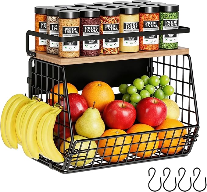 Magnetic Shelf for Fridge,Onion and Potato Spice Snacks Fruit and Vegetable Storage and Organizer,Wire Basket for Pantry,Kitchen Countertop,RV and Laundry