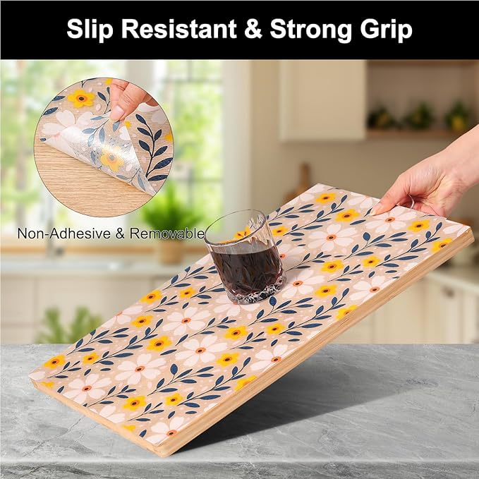 Cooyes Shelf Liner – Premium Non-Adhesive Cabinet & Drawer Liner for Kitchen – Waterproof Shelf Paper with Modern Pattern – Durable EVA Cabinet Mat – Easy to Cut （17.5" W x 240" L）