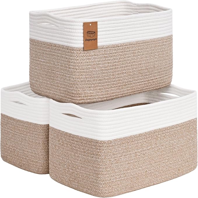 Baskets for Organizing,Storage Baskets,3 Pack Baskets for Shelfves,15"×10"×9" Woven Basket,toy storage bins,bins for organization