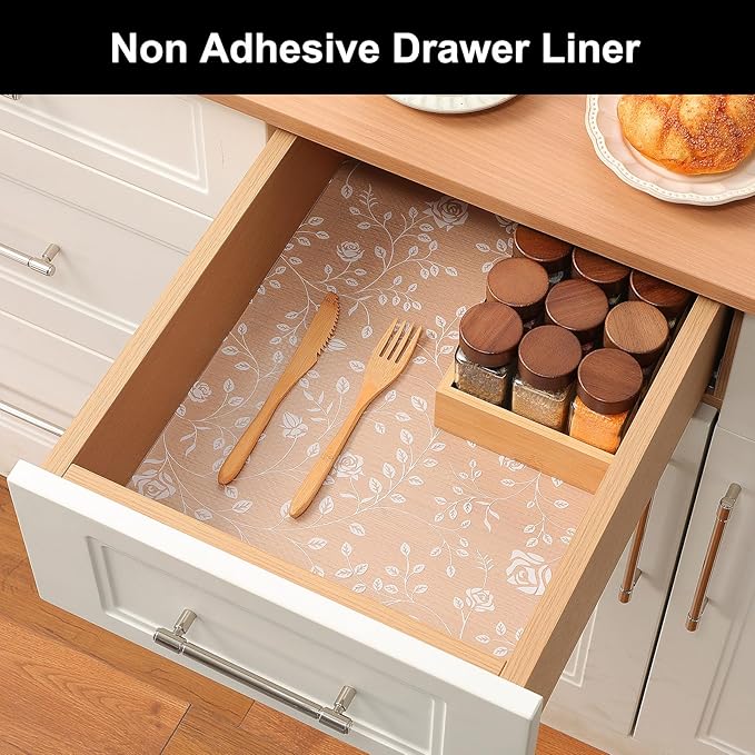 Cooyes Shelf Liner – Premium Non-Adhesive Cabinet & Drawer Liner for Kitchen – Waterproof Shelf Paper with Modern Pattern – Durable EVA Cabinet Mat – Easy to Cut （12" W x 120" L）