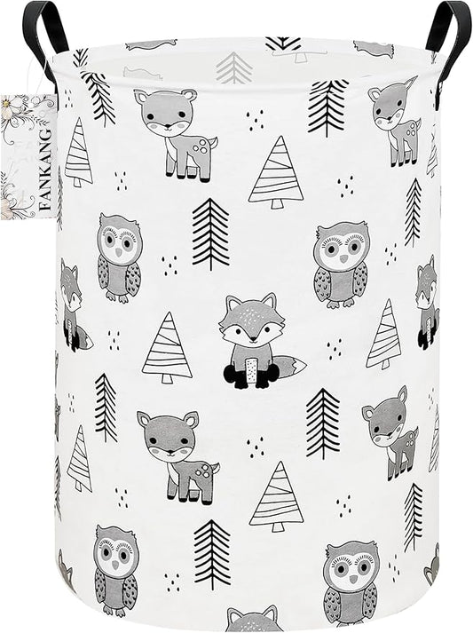FANKANG Storage Basket, Nursery Hamper Canvas Laundry Basket Foldable with Waterproof PE Coating Large Storage Baskets for Kids Boys and Girls, Office, Bedroom, Clothes,Toys(Animal)