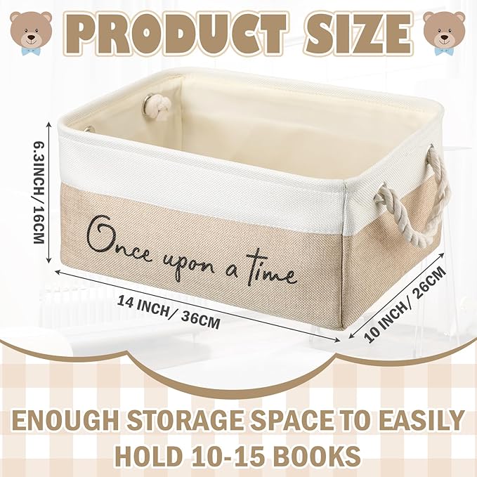 Marsui Book Lover Gifts Once Upon a Time Book Storage Basket Bin Bookish Accessories Bookworm & Librarian Gift for Club Members Student Teacher Reading Accessories