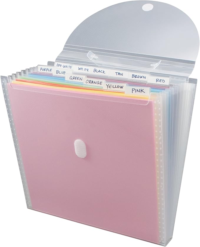 Advantus Expandable Paper Organizer, Accordion File Organizer, Important Document Holder, Clear with 12 Pockets, White, 12x12 Inches