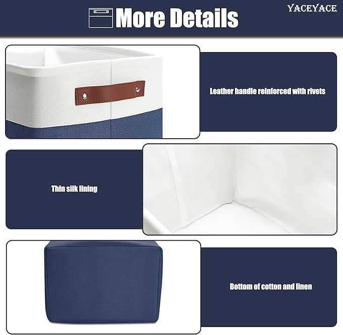Basket for Blankets, 4 Pack 15"x11"x9.5" Linen Fabric Storage Bins for Shelves, Foldable Baskets for Cloth, Toy, Home Organizing, Decorative