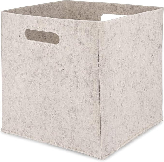 Parker Baby Felt Foldable Storage Cube Bin - 11 Inch Nursery Cubby Storage Bin Cubes for Cube Organizer, Closet Organizers and Storage Toy Bin, Rope Baskets Bins for Toyâs Storage - White