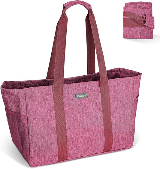 BALEINE Soft 9 Gallon Extra Large Utility Tote, Foldable Reusable Storage Bag (Berry Pink)