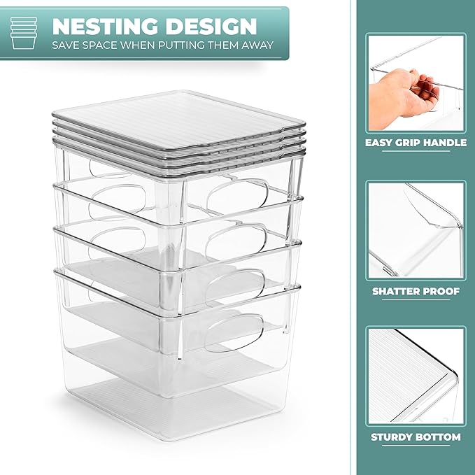 Sorbus Medium Clear Plastic Storage Bins with Lids, Clear Stackable Storage Bins, Laundry Room Organizer Bins, Office, Classroom, Playroom, Bathroom, Laundry Room Organization and Storage (2 Pack)