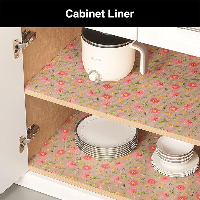Cooyes Shelf Liner – Premium Non-Adhesive Cabinet & Drawer Liner for Kitchen – Waterproof Shelf Paper with Modern Pattern – Durable EVA Cabinet Mat – Easy to Cut （12" W x 240" L）