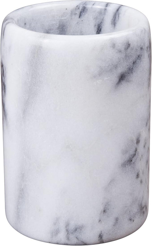 Creative Home Solid Natural Marble Pen Holder â Heavyweight Pencil Cup Organizer for Desk, Vanity, or Bathroom, 3.3" Diameter x 4.5" Height, Off-White with Unique Stone Patterns