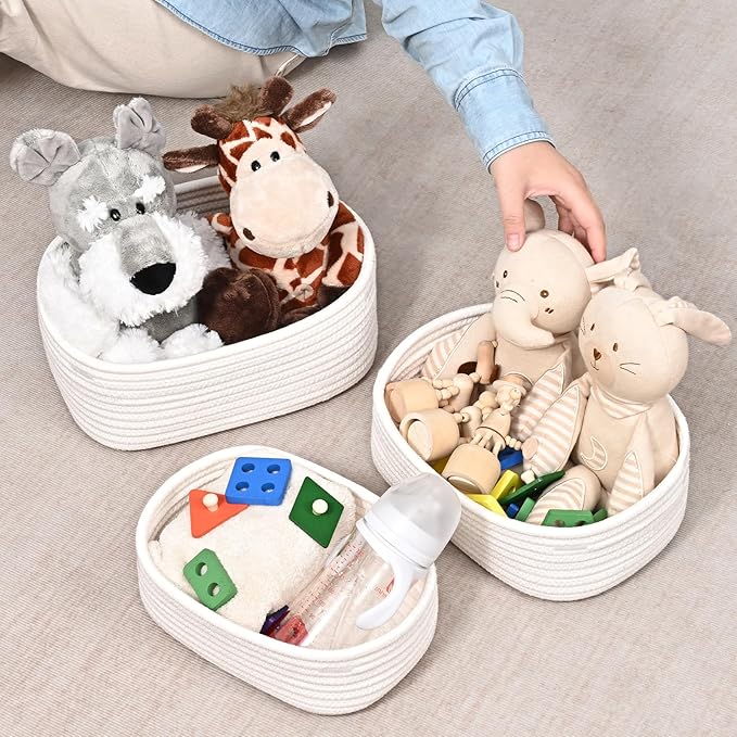 4 Pcs Storage Baskets for Organizing - Small Basket for Shelves, Easter Baskets for Kids or Gift Baskets Empty for Festivals
