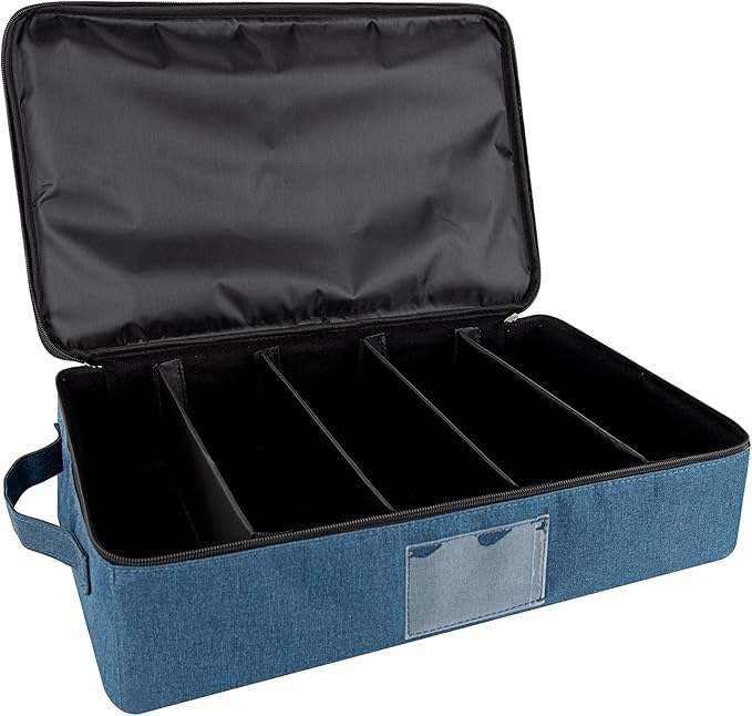 Flatware Storage Case-5 Compartment Silverware Storage Container Box with Removable Lid and Easy to Carry Handles,Cutlery Storage Holder with Zipper Lid for Organizing Cutlery