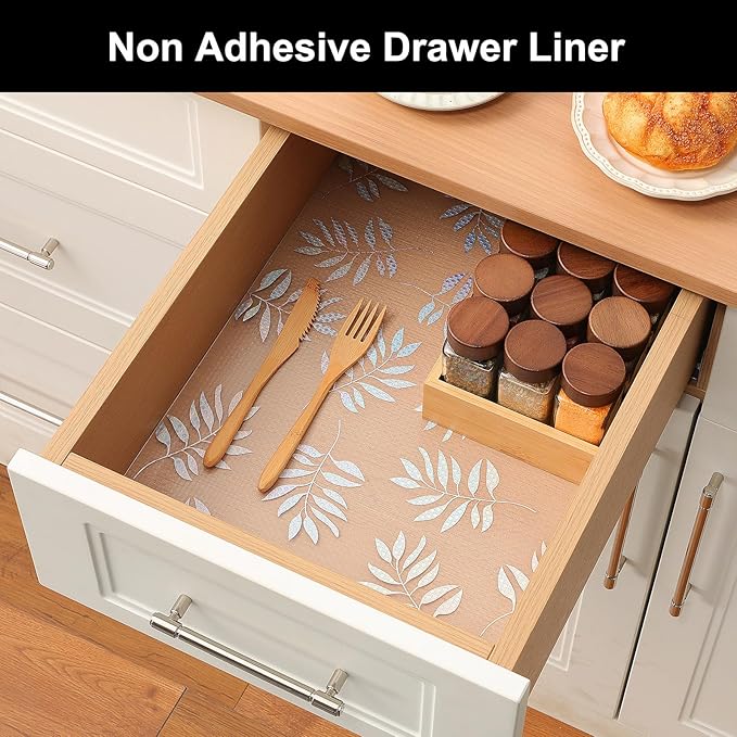 Cooyes Shelf Liner – Premium Non-Adhesive Cabinet & Drawer Liner for Kitchen – Waterproof Shelf Paper with Modern Pattern – Durable EVA Cabinet Mat – Easy to Cut （12" W x 120" L）