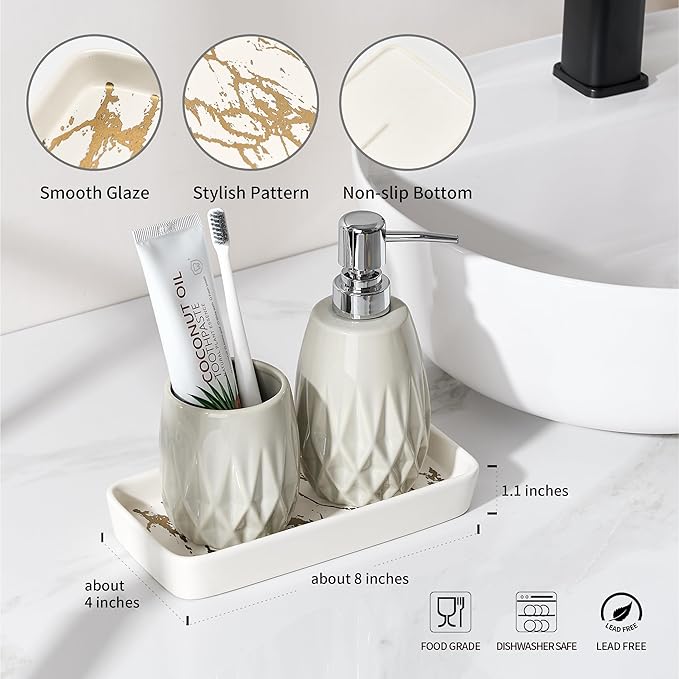 Bathroom Vanity Tray for Countertop,2PC Rectangle Marble Tray Set,Decorative Bathroom Organizer for Scrubber, Lotion Bottles, Perfume, Jewelry, Candle, Key Trinket Ringï¼Small,Whiteï¼