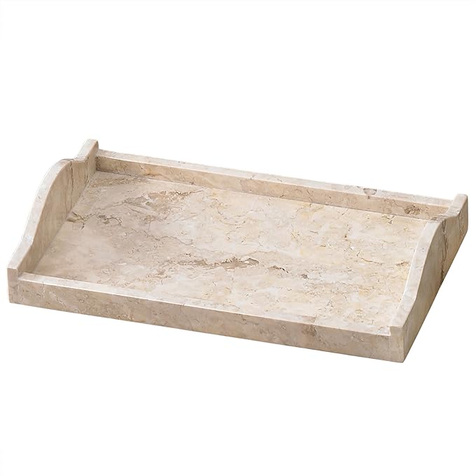 Creative Home Champagne Marble Arch Vanity Tray â Large 12.5" x 7.2" Beige Marble Organizer for Bathroom Countertop