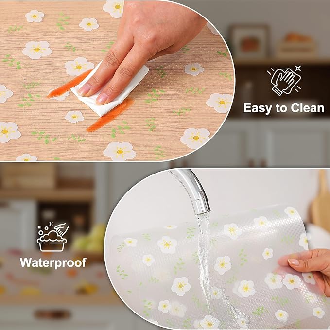Cooyes Shelf Liner – Premium Non-Adhesive Cabinet & Drawer Liner for Kitchen – Waterproof Shelf Paper with Modern Pattern – Durable EVA Cabinet Mat – Easy to Cut （17.5" W x 360" L）