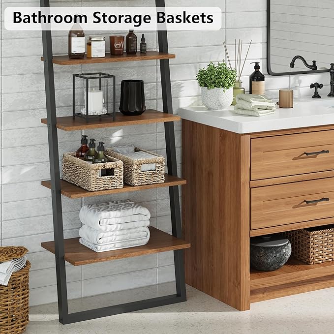 Vagusicc Storage Basket Wicker Baskets for Organizing with Handles Decorative Storage Bins for Countertop Toilet Paper Basket for Toilet Tank Top Small Baskets (13.2x8x6.3 inch, 2 Pack)