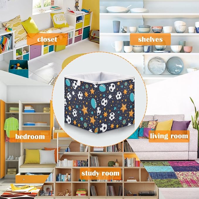 Ball and Star Closet Organizers Storage Cubes Storage Bins Shelf Baskets Containers for Home Room Office,Rectangle