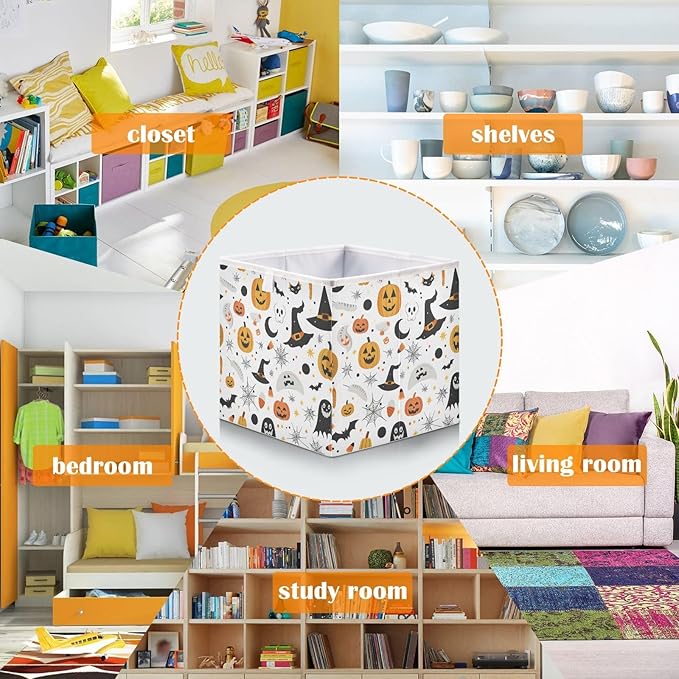 Bolaz Pumpkin Hat Closet Organizers Storage Cubes Storage Bins Shelf Baskets Containers for Home Room Office,Rectangle