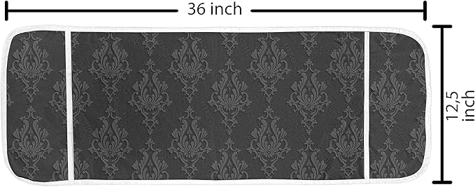 Ambesonne Dark Grey Microwave Oven Cover, Antique Damask Pattern in 3D Style Classic Old Fashioned Floral Design, Water Resistant Organizer with Pockets for Kitchen, 36" x 12", Grey and Charcoal