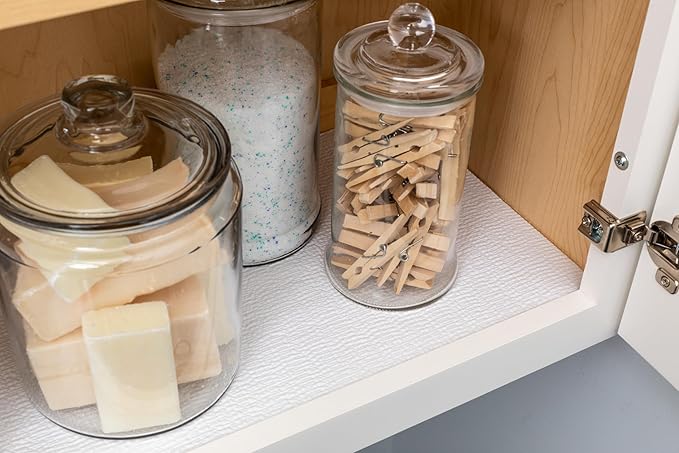 Smooth Top EasyLiner for Cabinets & Drawers - Easy to Install & Cut to Fit - Shelf Paper & Kitchen Drawer Liner Non Adhesive - Non Slip Shelf Liner - 12 Inch Width - 60 Total Feet - Taupe Quatrefoil