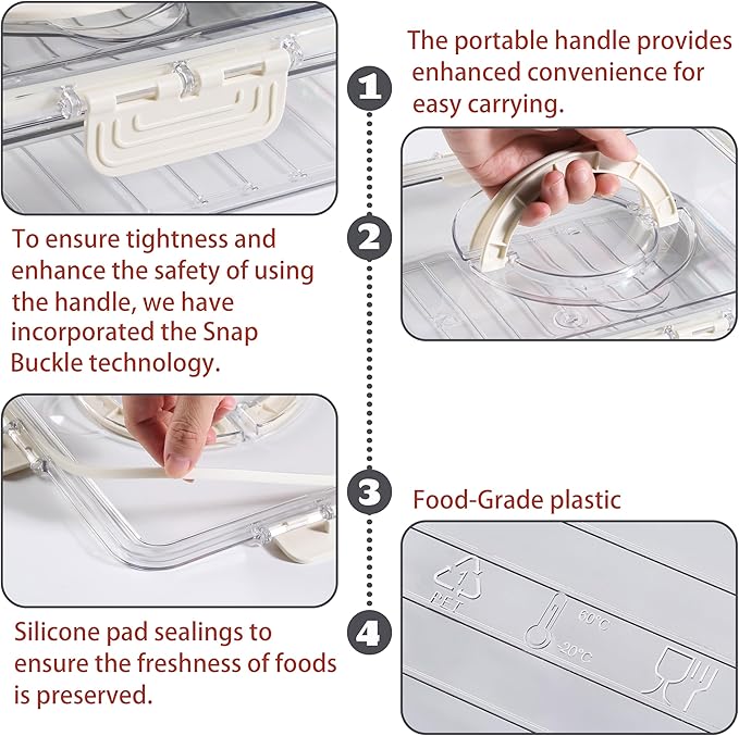 Bandesun Divided Serving Tray with Lid and Handle - Snackle Box Charcuterie Container for Portable Snack Platters - Clear Organizer for Candy, Fruits, Snacks，Nuts - Perfect (Pack of 2)