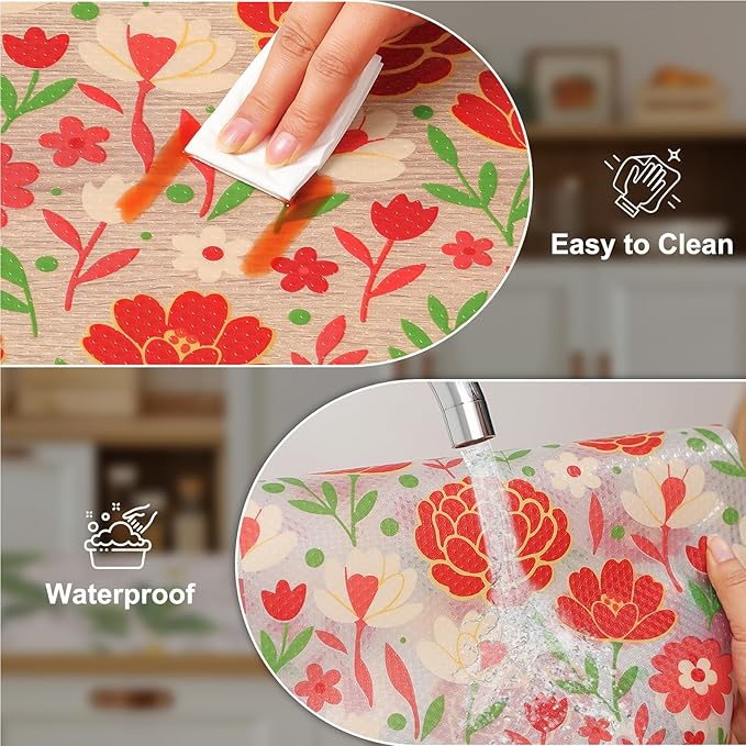 Cooyes Shelf Liner – Premium Non-Adhesive Cabinet & Drawer Liner for Kitchen – Waterproof Shelf Paper with Modern Pattern – Durable EVA Cabinet Mat – Easy to Cut （12" W x 120" L）