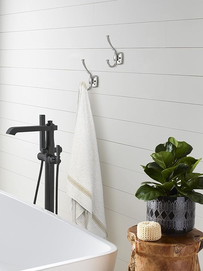 Amerock H3700226 | Kinsale Double Prong Decorative Wall Hook | Polished Chrome Hook for Coats, Hats, Backpacks, Bags | Hooks for Bathroom, Bedroom, Closet, Entryway, Laundry Room, Office