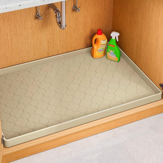 Jin&Bao Waterproof Under Sink Mat 19" x 19", Thick Silicone Mat Cabinet Protector for Kitchen and Bathroom, Shelf Liner, Home Organizer and Storage, Multipurpose Tray for Gadgets and Essentials