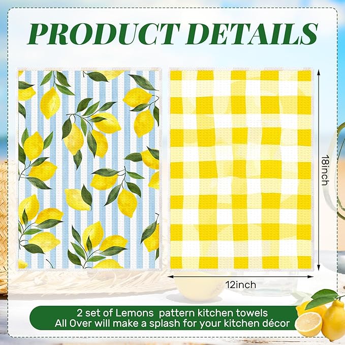 4 Pcs Lemon Soap Dispenser for Kitchen and Bathroom Lemon Lotion Dispenser with Kitchen Towels Box for Bathroom Summer Decor Gift