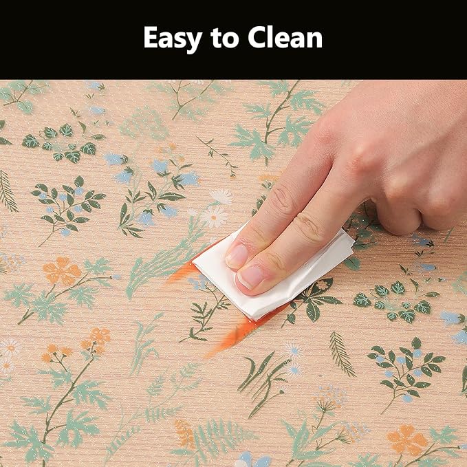 INNOLITES Shelf Liners for Kitchen Cabinets – Drawer Liner Waterproof & Oil-Proof, Non-Adhesive EVA with Floral Pattern – Durable Washable, Easy to Cut (Sage Green, 11.8" x 240")