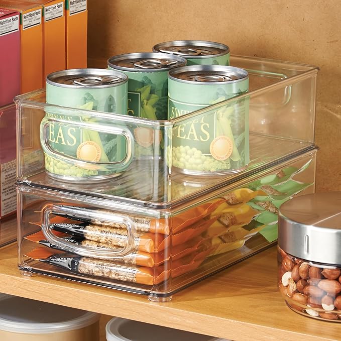 InterDesign 64330 Home Organizer Bin for Pantry, Refrigerator, Freezer & Storage Cabinet, 10" x 3" x 6", Clear Medium