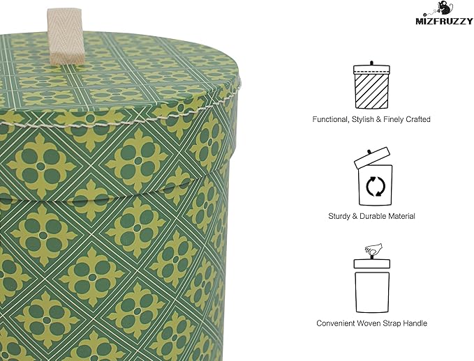 3-Piece Decorative Storage Boxes with Lids, wool storage, toy bin, Cardboard Keepsake Box Set, Vintage Floral and Geometric Patterns, Green, Orange, Yellow, Home Decor, Table Decor