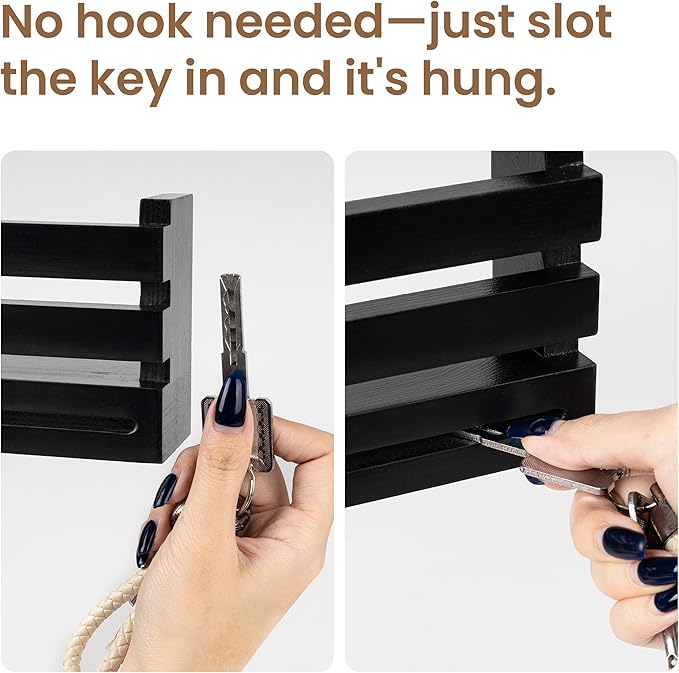 AELS Black Wall Mounted Key Holder with Acrylic Vase & Mail Organizer, Wooden Entryway Key Rack with 5.9" Test Tube Vase, Decorative Key Hanger with Slot for Keys and Letters, Gift Idea
