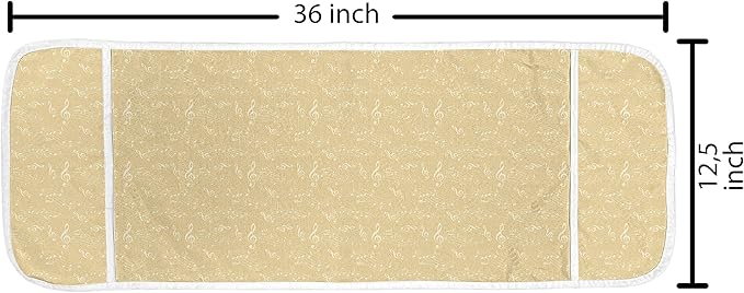 Ambesonne Musical Microwave Oven Cover, Monochrome Illustration Pattern of Wavy Music Notes Abstract Art, Water Resistant Organizer with Pockets for Kitchen, 36" x 12", Brown White