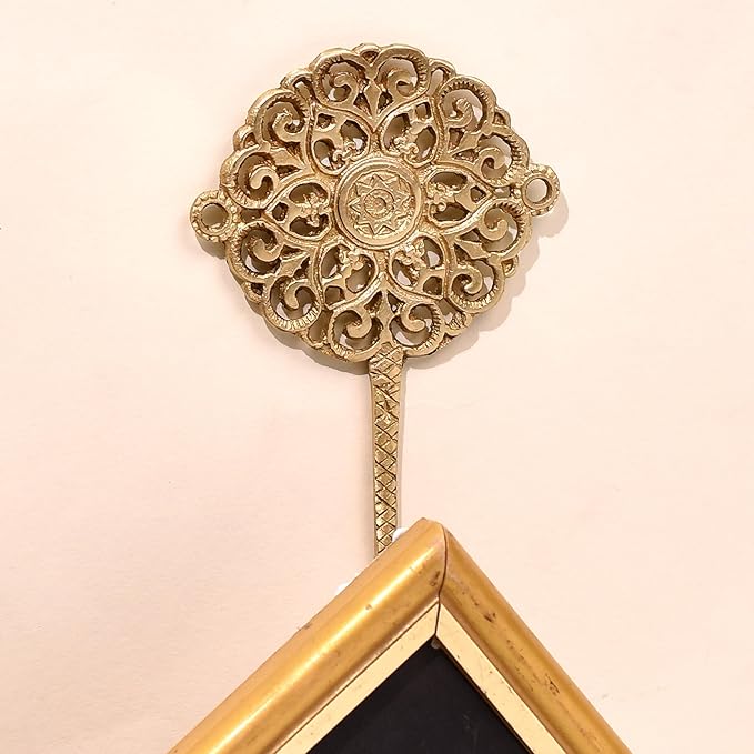 Indian Shelf 3 Brass Gold Decorative Wall Hooks Boho Key Holder Wall Mount- Shabby Chic- Unique Coat Rack- Gold Vintage Hooks for Hanging- Hat Rack- Towel Holder- Purse Hanger