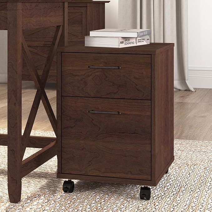 Bush Home Key West 2 Drawer Mobile File Cabinet in Bing Cherry