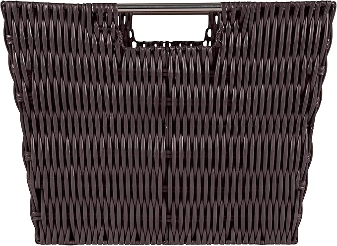 Simplify 15"x13"x10" Large Woven Basket for Storage with Handles, Nursery, Playroom, Toys, Bedroom, Closet, Clothes, Office, Decorative Organizer Rattan Totes, Chocolate