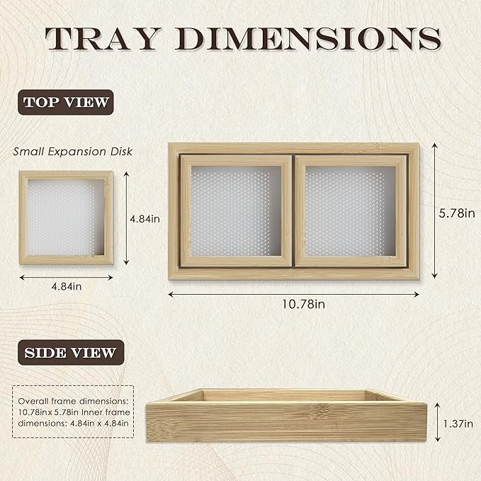 Bathroom Vanity Tray Set 3 - Wooden Decorative Tray for Toilet Tank, and Coffee Table Organizer, Wood Color