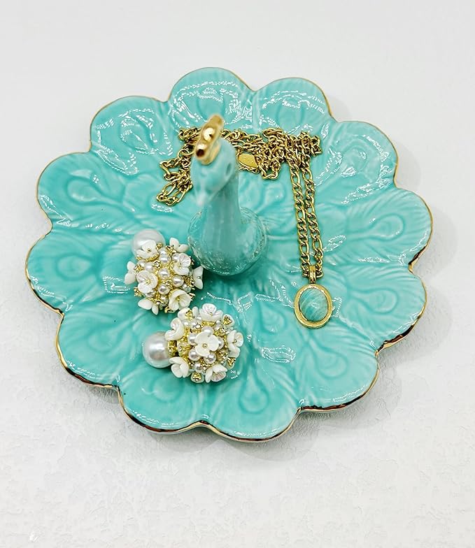 Peacock Hand Ring Holder for Jewelry Unicorn Jewelry Organizer Ceramic Rings Dish Earrings Bedroom Decor Engagement Ring Holder Plate for Women