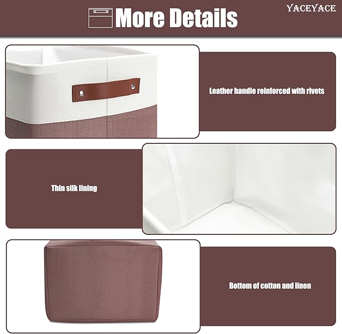 Storage Baskets for Shelves, 4 Pack Storage Bins for Cloth,Toy, Linen Fabric Foldable Basket with Handles, Home Organizing, Decorative
