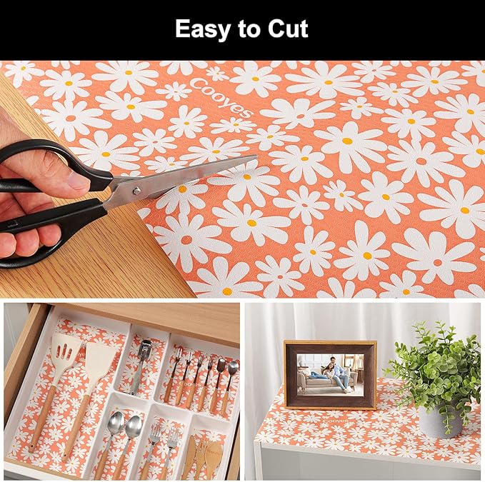 Cooyes Shelf Liner – Premium Non-Adhesive Cabinet & Drawer Liner for Kitchen – Waterproof Shelf Paper with Modern Pattern – Durable EVA Cabinet Mat – Easy to Cut （12" W x 240" L）