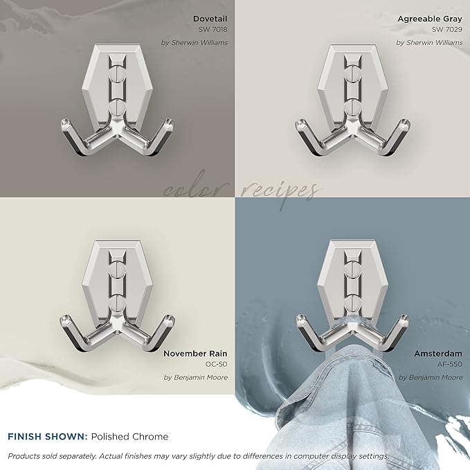 Amerock H3700826 | Benton Double Prong Decorative Wall Hook | Polished Chrome Hook for Coats, Hats, Backpacks, Bags | Hooks for Bathroom, Bedroom, Closet, Entryway, Laundry Room, Office
