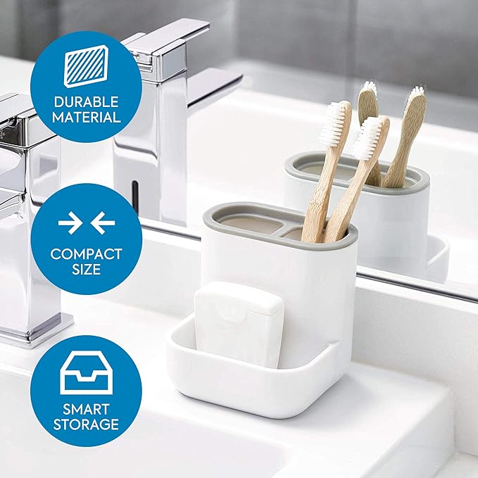 iDesign Cade Center for Bathroom Countertops, Desks, Vanities-White and Gray
