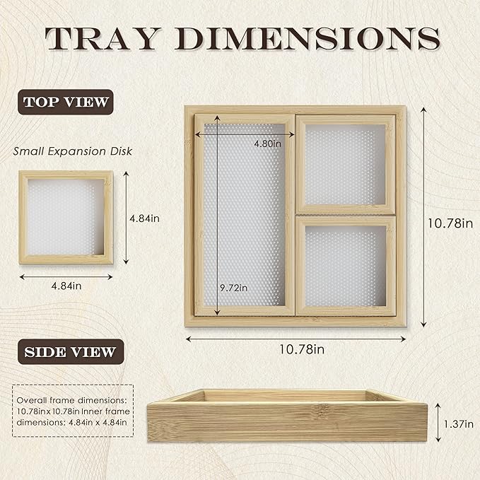 Small Bathroom Countertop Wooden Tray Set of 4 for Vanity and Toilet Tank, Stackable Desk Drawer Organizer, Wood Color